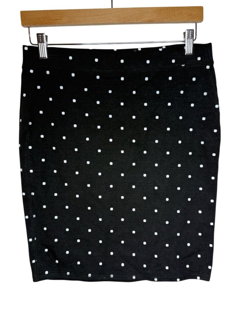 Old Navy M Black White Polka Dot Pencil Skirt Stretch Classic